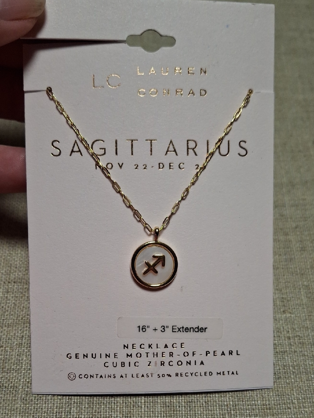 LC Lauren Conrad Gold Mother-of-Pearl Sagittarius Pendant Necklace
